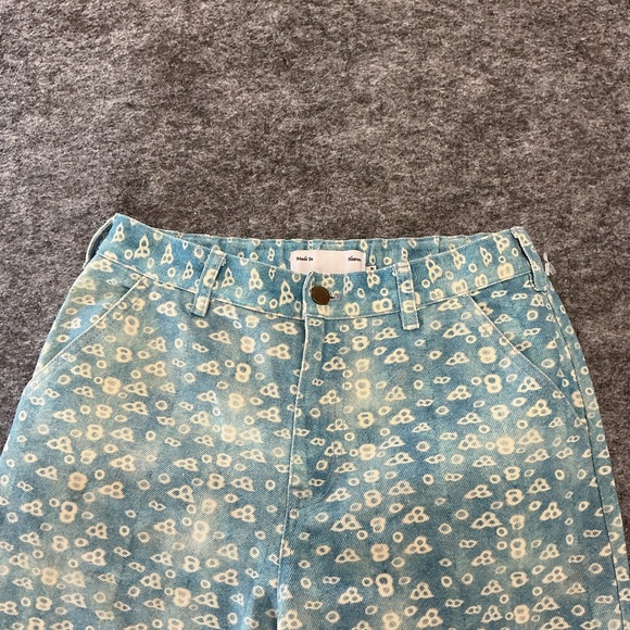 Sundae School Streetwear Hype Blue and Cream Floral Wide Patterned Pants Size M - Picture 2 of 5